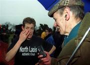 24 February 2002; Anne Keenan Buckley of North Laois AC is interviewed after winning the Senior Women's race at the Inter Club Cross Country Championships of Ireland at the ALSAA Complex in Dublin. Photo by Ray Lohan/Sportsfile