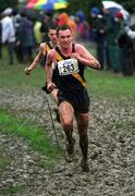 24 February 2002; Niall Bruton of Clonliffe Harriers AC during the Inter Club Cross Country Championships of Ireland at the ALSAA Complex in Dublin. Photo by Brian Lawless/Sportsfile
