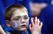 5 March 2002; St Mary's College suporter Niall McDermott, age 8, from Milltown, during the Leinster Schools Senior Cup Semi-Final match between St Mary's College and Castleknock at Lansdowne Road in Dublin. Photo by Aoife Rice/Sportsfile