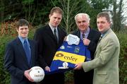 11 March 2002; ENFER today announced their sponsorship of the Tipperary Senior Football and Hurling teams. Pictured at the announcement are, from left, Willie Morrisey, captain of the Tipperary football team, Tom McGlinchey, Tipperary football manager, Michael O'Connor, Technical Director, ENFER Scientific Ltd, and Nicky English, Tipperary hurling manager. Photo by Ray McManus/Sportsfile
