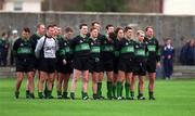 2 March 2002; The Nemo Rangers team stand for the National Anthem during the AIB GAA Football All-Ireland Senior Club Championship Semi-Final match between Nemo Rangers and Charlestown Sarsfield at McDonagh Park in Nenagh, Tipperary. Photo by Damien Eagers/Sportsfile
