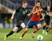 11 June 2013; Stephen Quinn of Republic of Ireland in action against Cesc Fabregas of Spain  during the International Friendly match between Republic of Ireland and Spain at Yankee Stadium in The Bronx, New York, USA. Photo by David Maher/Sportsfile