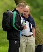 11 June 2013; New Ireland head coach Joe Schmidt in conversation with Pat Fitzgerald, President of the IRFU, during squad training ahead of their game against Canada on Saturday next. Ireland Rugby Summer Tour 2013. Toronto, Canada. Photo by Brendan Moran/Sportsfile