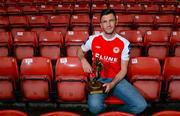 13 June 2013; Killian Brennan, St. Patrick's Athletic, who was presented with the Airtricity / SWAI Player of the Month Award for May 2013 at Richmond Park in Dublin. Photo by Brian Lawless/Sportsfile