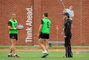 13 June 2013; Ireland's Ian Madigan, left, and Isaac Boss with interim head coach Les Kiss during squad training, ahead of their game against Canada. Ireland Rugby Summer Tour 2013. Toronto, Canada. Photo by David Maher/Sportsfile