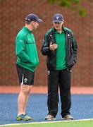 13 June 2013; New Ireland head coach Joe Schmidt talks to sports psychologist Enda McNulty during squad training, ahead of their game against Canada. Ireland Rugby Summer Tour 2013. Toronto, Canada. Photo by Brendan Moran/Sportsfile