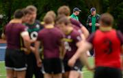 13 June 2013; New Ireland head coach Joe Schmidt talks to sports psychologist Enda McNulty during squad training, ahead of their game against Canada. Ireland Rugby Summer Tour 2013. Toronto, Canada. Photo by Brendan Moran/Sportsfile