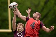 13 June 2013; Ireland's Dan Tuohy wins a lineout from Iain Henderson during squad training, ahead of their game against Canada. Ireland Rugby Summer Tour 2013. Toronto, Canada. Photo by Brendan Moran/Sportsfile