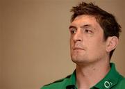 13 June 2013; Ireland's James Downey during a press conference ahead of their game against Canada. Ireland Rugby Summer Tour 2013. Toronto, Canada. Photo by Brendan Moran/Sportsfile