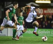 17 February 2017; Michael Duffy of Dundalk in action against Gearoid Morrissey of Cork City during the President's Cup match between Dundalk and Cork City at Turner's Cross in Cork. Photo by David Maher/Sportsfile