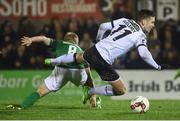 17 February 2017; Patrick McEleney of Dundalk in action against Conor McCormack of Cork City during the President's Cup match between Dundalk and Cork City at Turner's Cross in Cork. Photo by David Maher/Sportsfile
