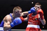 17 February 2017; Anthony Browne of St Michaels Dub, left,  exchanges punches with Joe Ward of Moate during their 81KG bout at the 2017 IABA Elite Boxing Championship finals in the National Stadium, Dublin. Photo by Eóin Noonan/Sportsfile