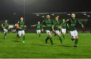 17 February 2017; Kevin O'Connor of Cork, right, celebrates after scoring his side's second goal with teammates during the President's Cup match between Dundalk and Cork City at Turner's Cross in Cork. Photo by David Maher/Sportsfile
