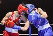 17 February 2017; Kellie Harrington of Glasnevin, left, exchanges punches with Shauna O’Keeffe of Clonmel during their 60KG bout at the 2017 IABA Elite Boxing Championship finals in the National Stadium, Dublin. Photo by Eóin Noonan/Sportsfile