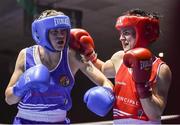 17 February 2017; Kellie Harrington of Glasnevin, right, exchanges punches with Shauna O’Keeffe of Clonmel during their 60KG bout at the 2017 IABA Elite Boxing Championship finals in the National Stadium, Dublin. Photo by Eóin Noonan/Sportsfile