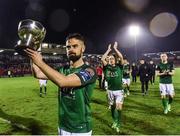 17 February 2017; Cork City captain Greg Bolger celebrates with the cup following his side's victory in the President's Cup match between Dundalk and Cork City at Turner's Cross in Cork. Photo by David Maher/Sportsfile