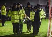 17 February 2017; Ciaran Kilduff of Dundalk is stretchered off the pitch during the President's Cup match between Dundalk and Cork City at Turner's Cross in Cork. Photo by David Maher/Sportsfile