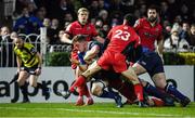 17 February 2017; Dan Leavy of Leinster on his way to scoring his side's fifth try during the Guinness PRO12 Round 15 match between Leinster and Edinburgh at the RDS Arena in Ballsbridge, Dublin. Photo by Brendan Moran/Sportsfile