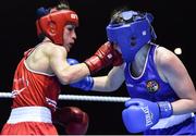 17 February 2017; Emma Agnew of Dealgan, left, exchanges punches with Ciara Ginty of Geesala during their 64KG bout at the 2017 IABA Elite Boxing Championship finals in the National Stadium, Dublin. Photo by Eóin Noonan/Sportsfile