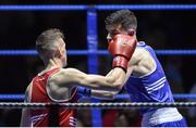 17 February 2017; Brendan Irvine of St Pauls, left, exchanges punches with Thomas McCarthy of Mayfield during their 52KG bout at the 2017 IABA Elite Boxing Championship finals in the National Stadium, Dublin. Photo by Eóin Noonan/Sportsfile
