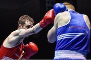 17 February 2017; Dean Walsh of St Ibars, left, exchanges punches with Brett McGinty of Oakleaf during their 69KG bout at the 2017 IABA Elite Boxing Championship finals in the National Stadium, Dublin. Photo by Eóin Noonan/Sportsfile