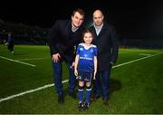17 February 2017; Leinster matchday mascot Jessica O'Donoghue, age 8, from Rathmines, Dublin, with Leinster's Rhys Ruddock and Richardt Strauss ahead of the Guinness PRO12 Round 15 match between Leinster and Edinburgh at the RDS Arena in Ballsbridge, Dublin. Photo by Stephen McCarthy/Sportsfile