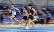18 February 2017; Leo Morgan, Clonliffe Harriers AC, Dublin, competing in the Men's 60m heat during the Irish Life Health National Senior Indoor Championships at the Sport Ireland National Indoor Arena in Abbotstown, Dublin. Photo by Brendan Moran/Sportsfile