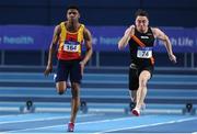 18 February 2017; Joseph Olalekan Ojewumi of Tallaght AC, Co Dublin, left, and Leo Morgan of Clonliffe Harriers AC, Co Dublin, competing in the Men's 60m Heats during the Irish Life Health National Senior Indoor Championships at the Sport Ireland National Indoor Arena in Abbotstown, Dublin. Photo by Sam Barnes/Sportsfile