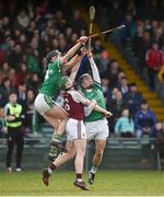 18 February 2017; Paddy Cadell of Our Lady's Templemore in action against Conleith Ryan, left, and Barry Murphy of St. Colman's Fermoy during the Dr. Harty Cup Final match between Our Lady's Templemore and St. Colman's Fermoy at the Gaelic Grounds in Limerick. Photo by Diarmuid Greene/Sportsfile