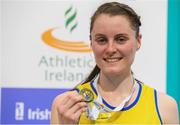 18 February 2017; Ciara Mageean, UCD, AC, Dublin, with her gold medal after winning the Women's 3000m Final during the Irish Life Health National Senior Indoor Championships at the Sport Ireland National Indoor Arena in Abbotstown, Dublin. Photo by Brendan Moran/Sportsfile