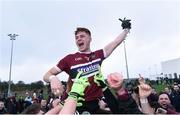 18 February 2017; Conor Meyler captain of St. Mary's University Belfast celebrates after the final whistle with his team-mates at the Independent.ie HE GAA Sigerson Cup Final match between University College Dublin and St. Mary's University Belfast at the Connacht GAA Centre in Bekan, Co. Mayo. Photo by Matt Browne/Sportsfile