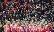 18 February 2017; Supporters in the Hogan Stand stand for the National Anthem before the AIB GAA Hurling All-Ireland Intermediate Club Championship final match between Ahascragh - Foghenach and Carrickshock at Croke Park in Dublin. Photo by Piaras Ó Mídheach/Sportsfile