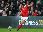 18 February 2017; Tyler Bleyendaal of Munster kicks a penaly during the Guinness PRO12 Round 15 match between Ospreys and Munster at the Liberty Stadium in Swansea, Wales. Photo by Darren Griffiths/Sportsfile
