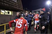 18 February 2017; Cork manager Kieran Kingston, left, and selector Diarmuid O'Sullivan watch their players make their way to the pitch before the Allianz Hurling League Division 1A Round 2 match between Cork and Dublin at Páirc Uí Rinn in Cork. Photo by Stephen McCarthy/Sportsfile