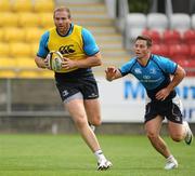 22 July 2011; Leinster's Damian Browne and John Cooney, right, in action during an open training session ahead of the 2011/12 season. Tallaght Stadium, Tallaght, Dublin. Picture credit: Brendan Moran / SPORTSFILE