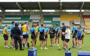 22 July 2011; Leinster head coach Joe Schmidt speaks to his players during an open training session ahead of the 2011/12 season. Tallaght Stadium, Tallaght, Dublin. Picture credit: Brendan Moran / SPORTSFILE