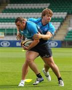 22 July 2011; Leinster's Aaron Dundon is tackled by Dominic Ryan during an open training session ahead of the 2011/12 season. Tallaght Stadium, Tallaght, Dublin. Picture credit: Brendan Moran / SPORTSFILE