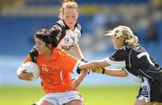 23 July 2011; Marie Luckie, Armagh, in action against Rachel Monaghan and Andrea Horgan, right, Sligo. TG4 Ladies Football All-Ireland Senior Championship Qualifier Round 1, Armagh v Sligo, Pearse Park, Longford. Photo by Sportsfile