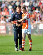 23 July 2011; Armagh manager Paddy O'Rourke, left, with team captain Steven McDonnell before the game. GAA Football All-Ireland Senior Championship Qualifier Round 3. Tyrone v Armagh, Healy Park, Omagh, Co. Tyrone. Picture credit: Michael Cullen / SPORTSFILE