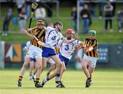 23 July 2011; Ray Barry, left, and Jim Power, Waterford, in action against Richie Reid, left, and Diarmuid Cody, Kilkenny. GAA Hurling All-Ireland Minor Championship Quarter-Final, Waterford v Kilkenny, Walsh Park, Waterford. Picture credit: Matt Browne / SPORTSFILE
