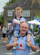 24 July 2011; Forragh Kilduff, from Lusk, Co. Dublin, and his father Sean, on their way to the GAA Hurling All-Ireland Senior Championship Quarter-Finals, Semple Stadium, Thurles, Co. Tipperary. Picture credit: Ray McManus / SPORTSFILE