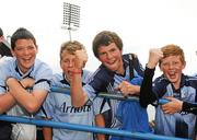 24 July 2011; Young Dublin supporters celebrate after victory over Limerick. Supporters at the GAA Hurling All-Ireland Senior Championship Quarter-Finals, Semple Stadium, Thurles, Co. Tipperary. Picture credit: Diarmuid Greene / SPORTSFILE