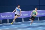 18 February 2017; Adam Muprhy of St L.O'Toole AC, Co Carlow, left, and Luke Morris of Newbridge AC, Co Kildare, competing in the Men's 200m Heats during the Irish Life Health National Senior Indoor Championships at the Sport Ireland National Indoor Arena in Abbotstown, Dublin. Photo by Sam Barnes/Sportsfile
