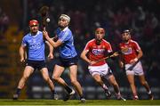 18 February 2017; Eoghan Conroy of Dublin prepares to strike his side's second goal despite the attention of Stephen McDonnell of Cork during the Allianz Hurling League Division 1A Round 2 match between Cork and Dublin at Páirc Uí Rinn in Cork. Photo by Stephen McCarthy/Sportsfile