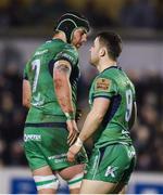 18 February 2017; Caolin Blade, right, of Connacht with team-mate Jake Heenan after scoring his side's second try during the Guinness PRO12 Round 15 match between Connacht and Newport Gwent Dragons at the Sportsground in Galway. Photo by Diarmuid Greene/Sportsfile