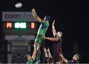 18 February 2017; John Muldoon of Connacht wins possession in a lineout ahead of Rynard Landman of Newport Gwent Dragons during the Guinness PRO12 Round 15 match between Connacht and Newport Gwent Dragons at the Sportsground in Galway. Photo by Diarmuid Greene/Sportsfile