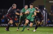 18 February 2017; Tom Farrell of Connacht is tackled by Brok Harris, left, and Elliot Dee of Newport Gwent Dragons during the Guinness PRO12 Round 15 match between Connacht and Newport Gwent Dragons at the Sportsground in Galway. Photo by Diarmuid Greene/Sportsfile
