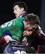 18 February 2017; Tom McCartney of Connacht is tackled by Cory Hill of Newport Gwent Dragons during the Guinness PRO12 Round 15 match between Connacht and Newport Gwent Dragons at the Sportsground in Galway. Photo by Ramsey Cardy/Sportsfile