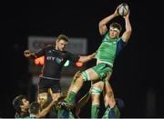18 February 2017; James Cannon of Connacht wins possession in a lineout ahead of Lewis Evans of Newport Gwent Dragons during the Guinness PRO12 Round 15 match between Connacht and Newport Gwent Dragons at the Sportsground in Galway. Photo by Diarmuid Greene/Sportsfile