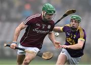 19 February 2017; David Burke of Galway in action against Aidan Nolan of Wexford during the Allianz Hurling League Division 1B Round 2 match between Galway and Wexford at Pearse Stadium in Galway. Photo by David Maher/Sportsfile